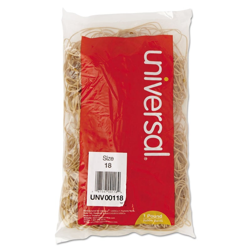 Universal UNV00118 0.04 in. Gauge Size 18 Rubber Bands - Beige (1600/Pack) - Image 1